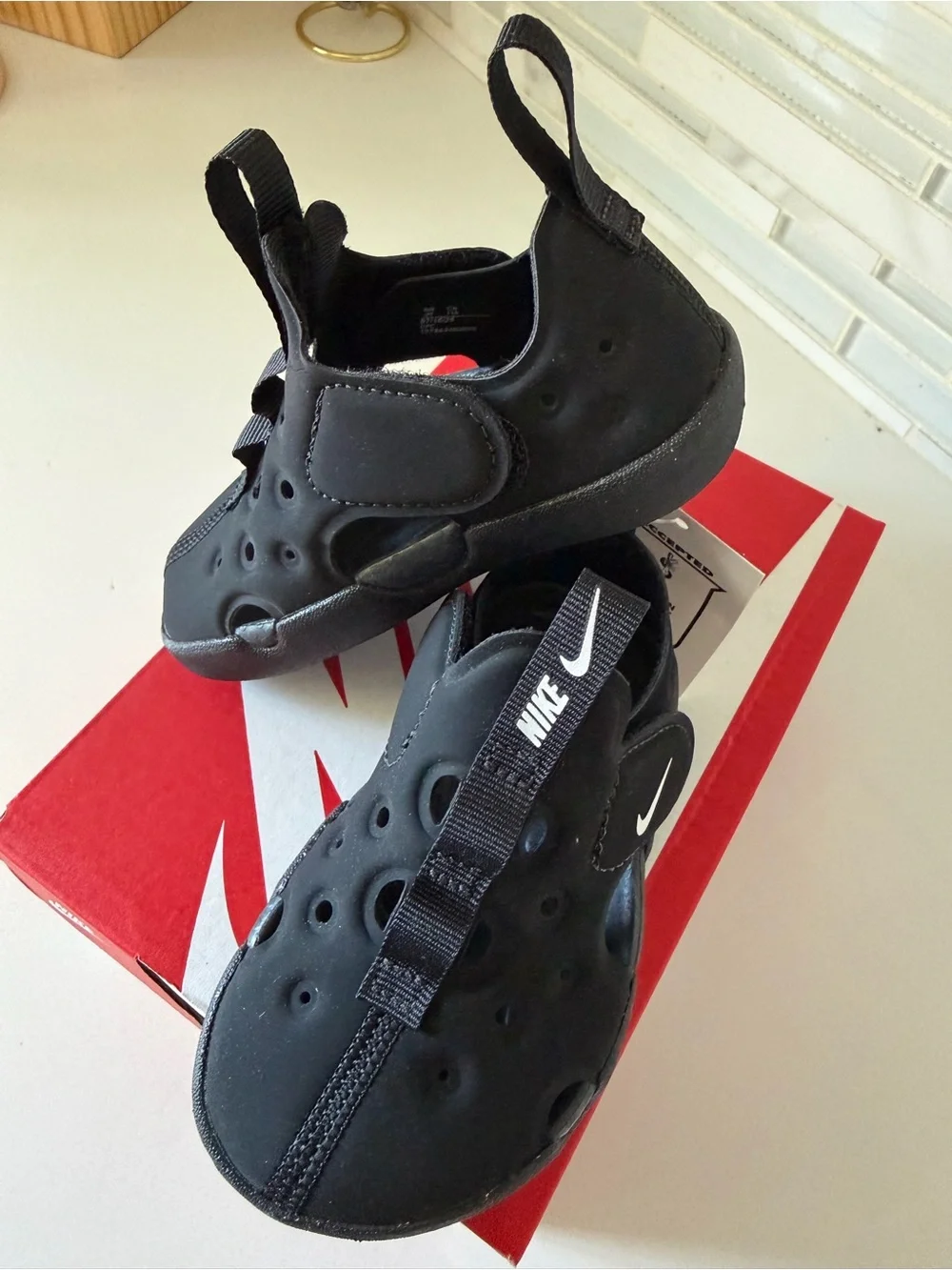 Nike Black Kids' Water Shoes with White Swoosh